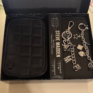 Steve Madden Black Quilted Bag with Silver Accents